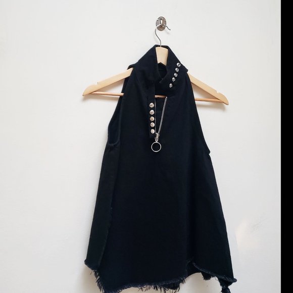 MARQUES ALMEIDA Black Denim Halterneck Top - Picture 4 of 11